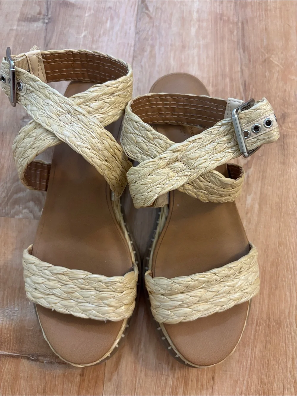 Woven Rattan Espadrille Platform Sandals